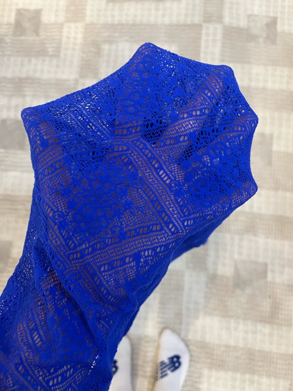 Anthropologie Bright Royal Blue Long Sleeve Mesh Turtleneck Top size Large - Picture 2 of 4